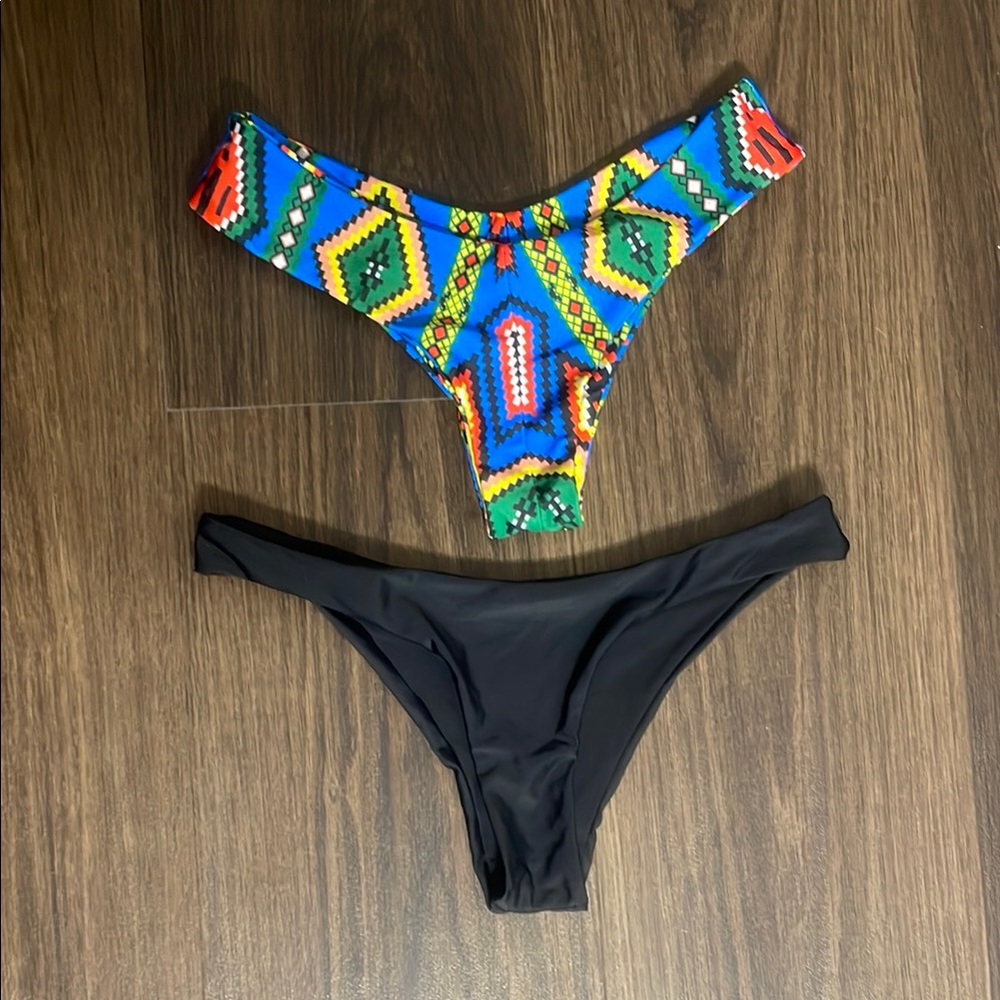 New w/o tags - Blue and Black Bikini Bottoms - Size Medium